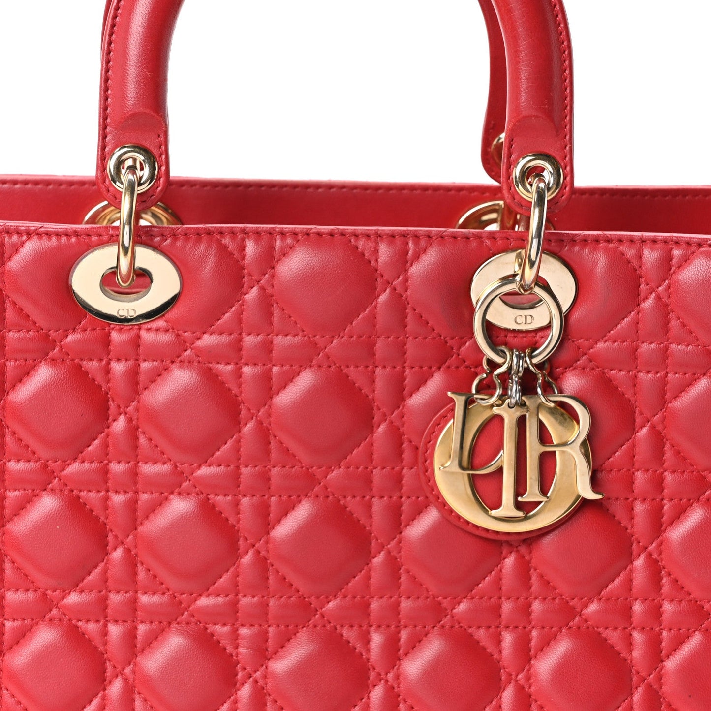 Lambskin Cannage Large Lady Dior Red