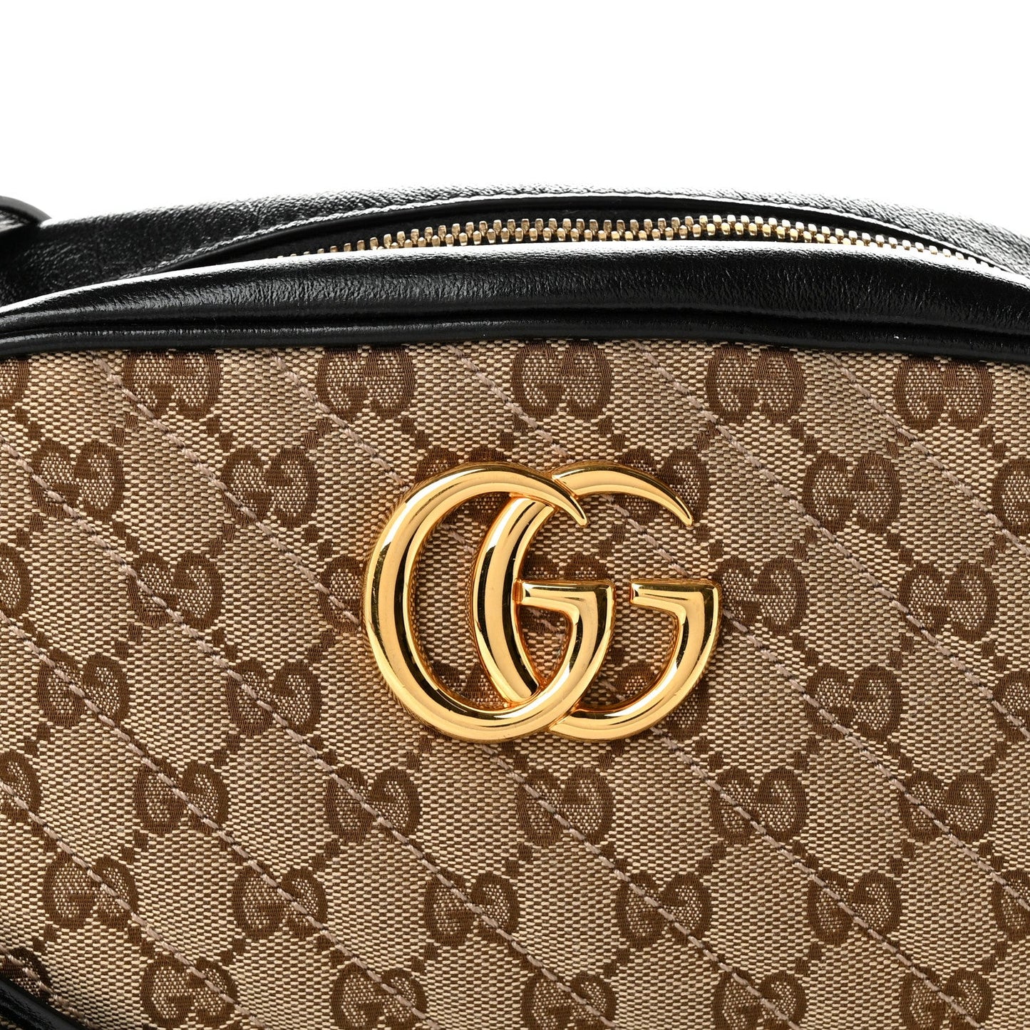 Monogram Matelasse Diagonal Small GG Marmont Chain Shoulder Bag Beige Black