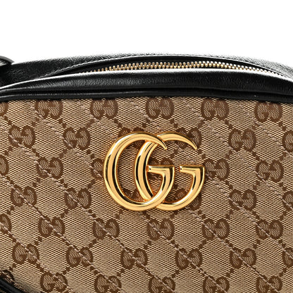 Monogram Matelasse Diagonal Small GG Marmont Chain Shoulder Bag Beige Black