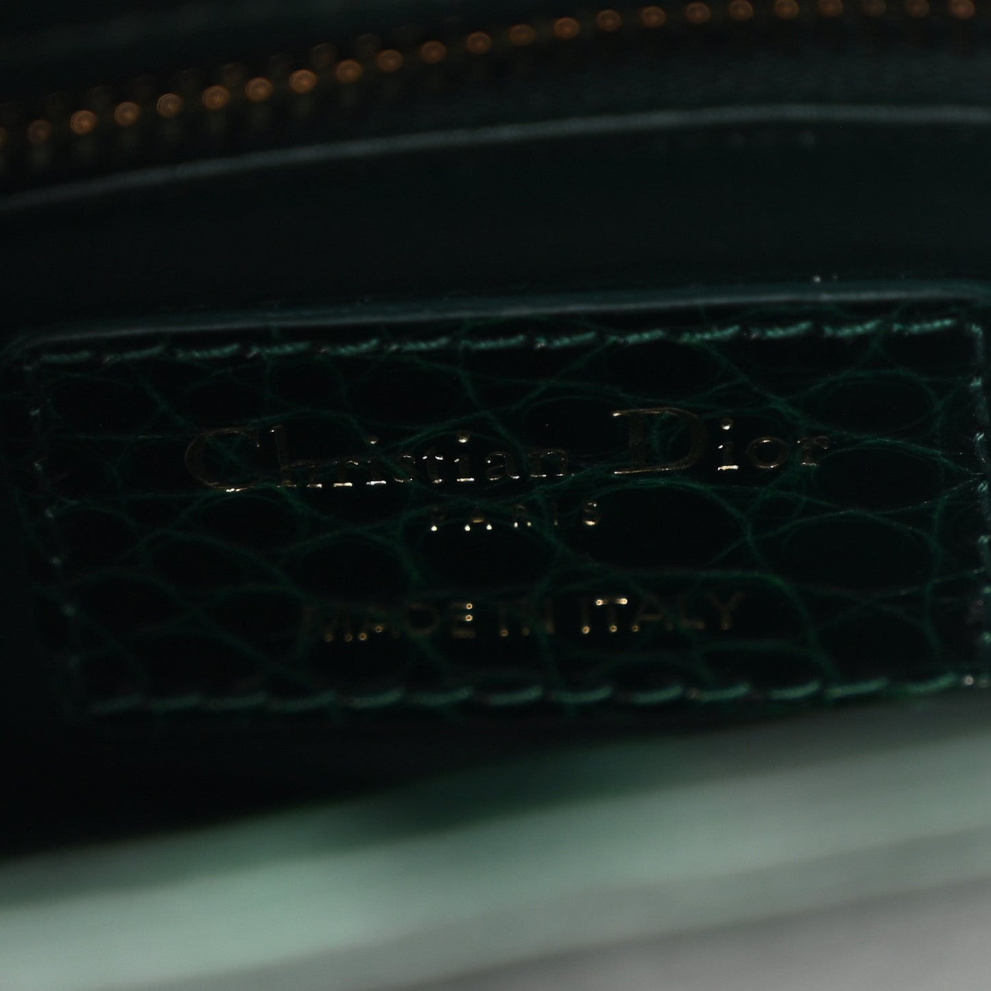 Alligator Crystal Mini Lady Dior Dark Green