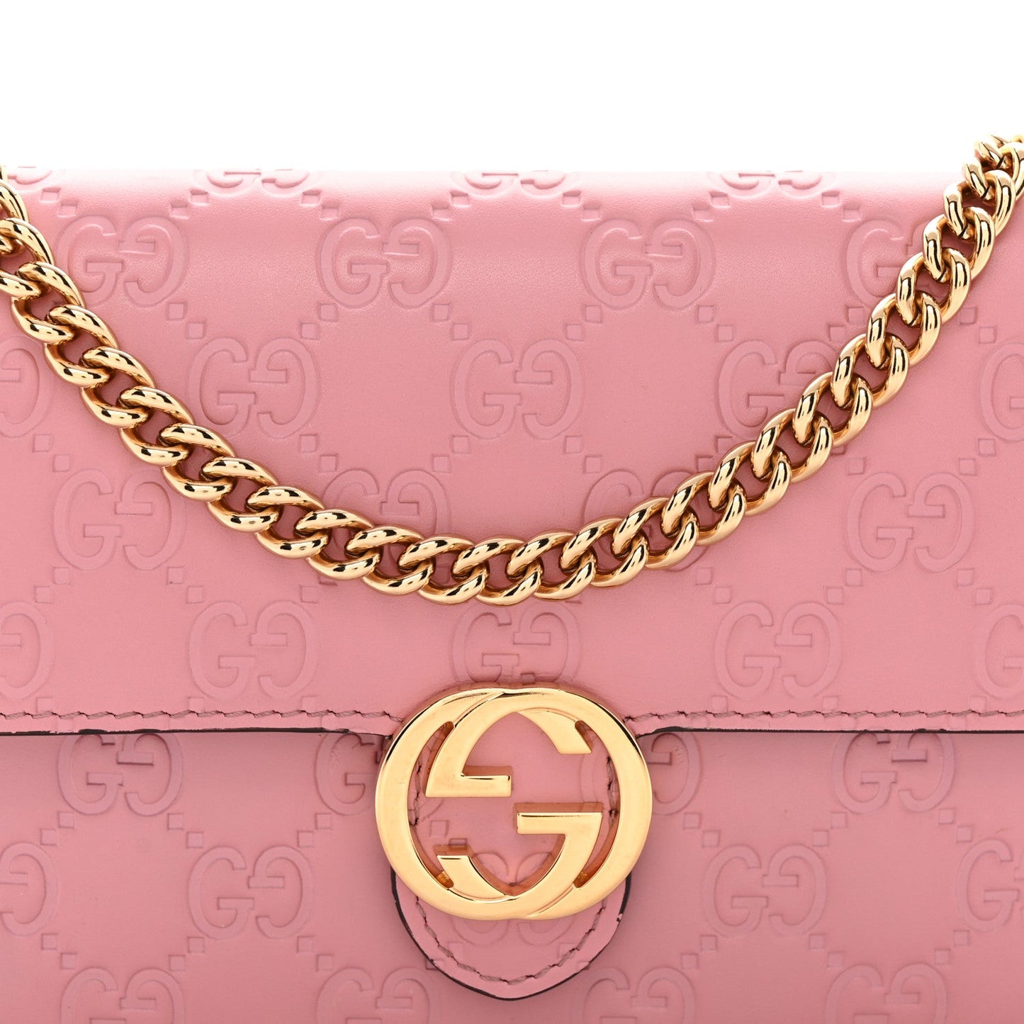 Guccissima Icon Chain Wallet Carmine Rose