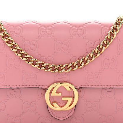 Guccissima Icon Chain Wallet Carmine Rose