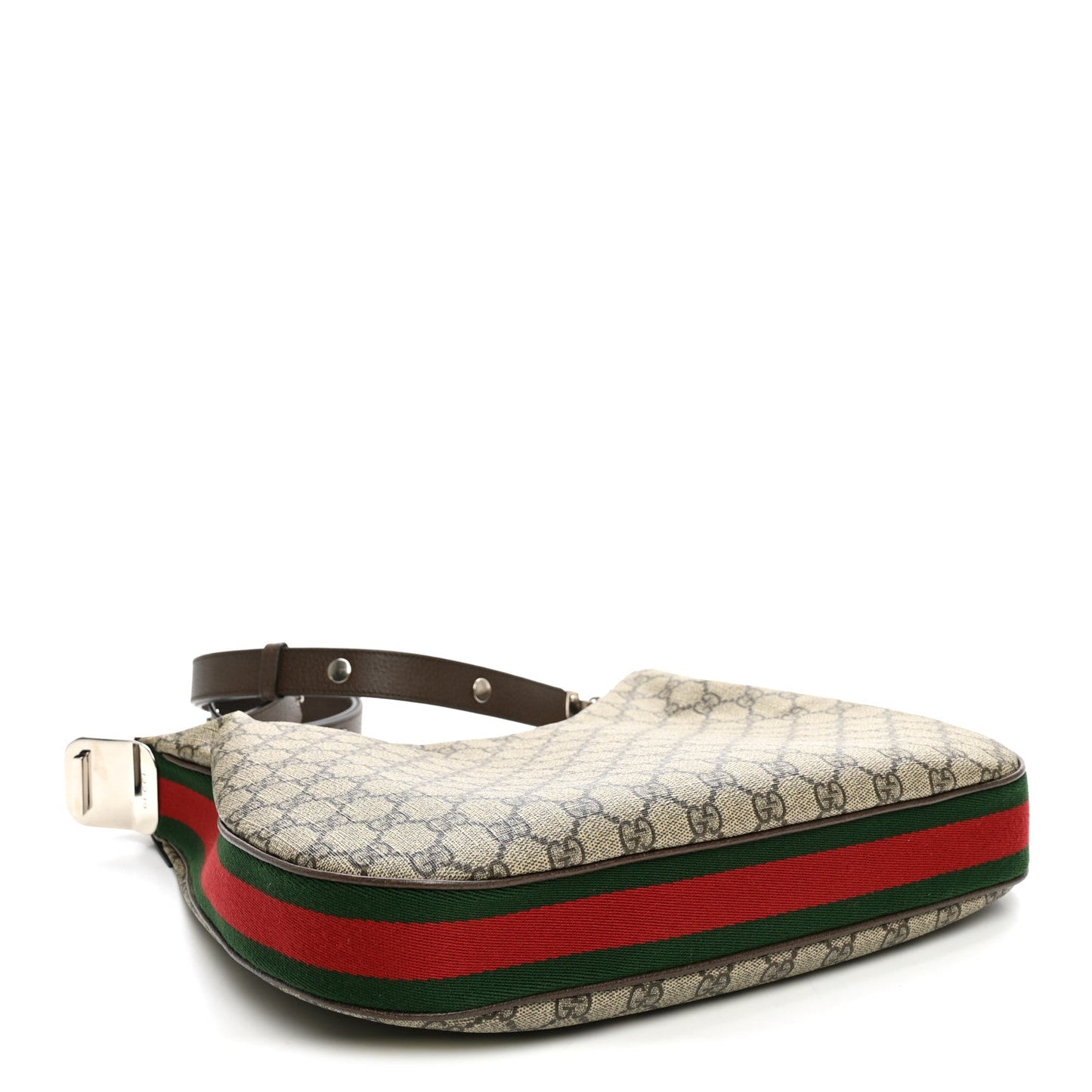 GG Supreme Monogram Textured Calfskin Web Large Attache Shoulder Bag Beige Ebony New Acero