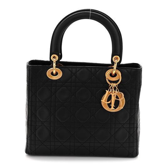 Lambskin Cannage Medium Lady Dior Black