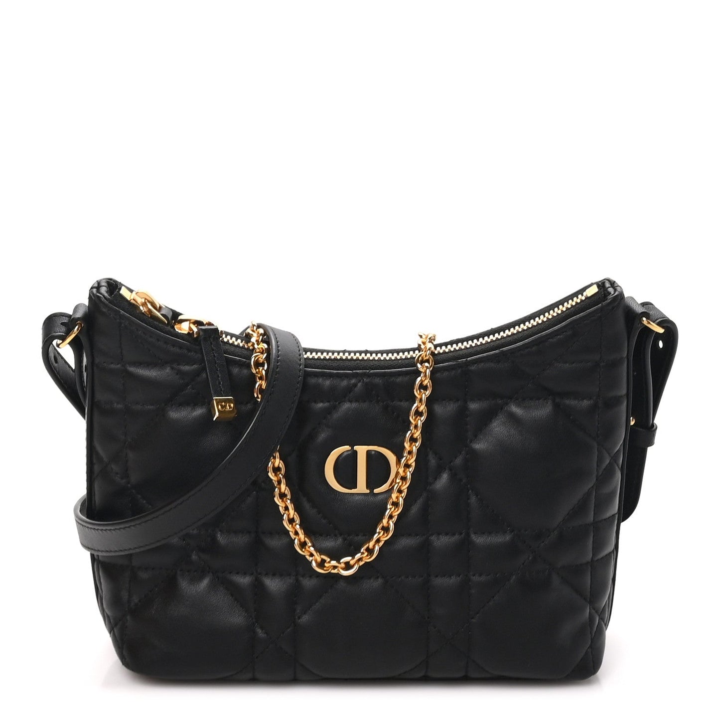 Calfskin Macrocannage Miss Caro Diorling Mini Bag with Chain Black