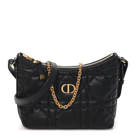 Calfskin Macrocannage Miss Caro Diorling Mini Bag with Chain Black