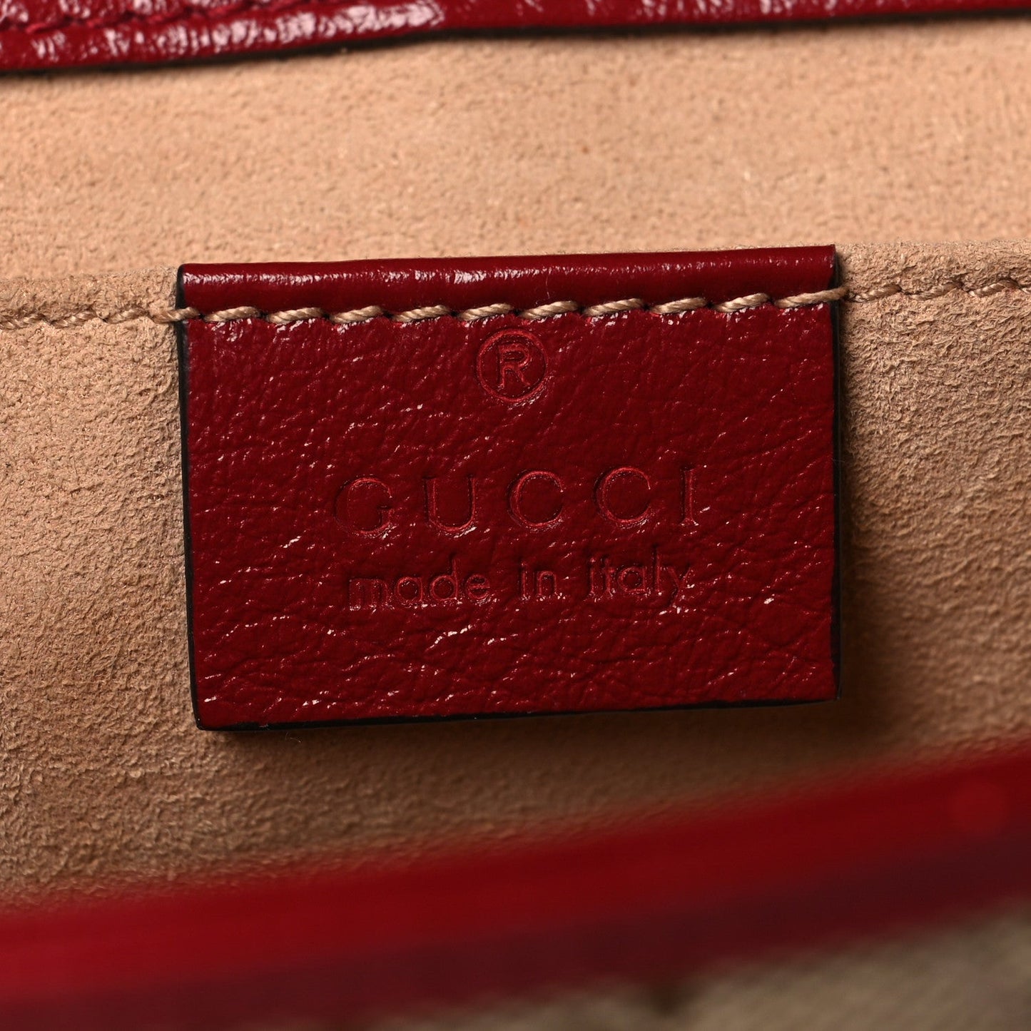 Monogram Azalea Calfskin Matelasse Diagonal Mini GG Marmont Shoulder Bag Beige Ebony New Cherry Red