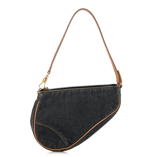 Denim Mini Saddle Pochette Navy