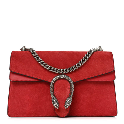 Suede Vitello Velvet Small Dionysus Shoulder Bag Vulcanic Red