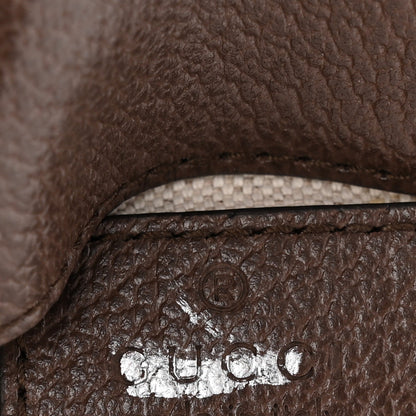 GG Supreme Monogram Textured Dollar Calfskin Blondie Card Case Wallet with Strap Beige Ebony New Acero
