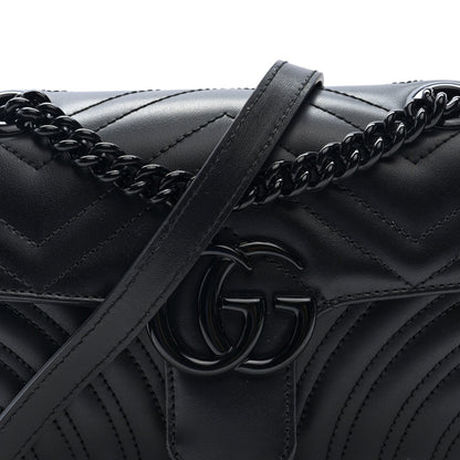 Calfskin Matelasse Monochrome Mini GG Marmont Shoulder Bag Black