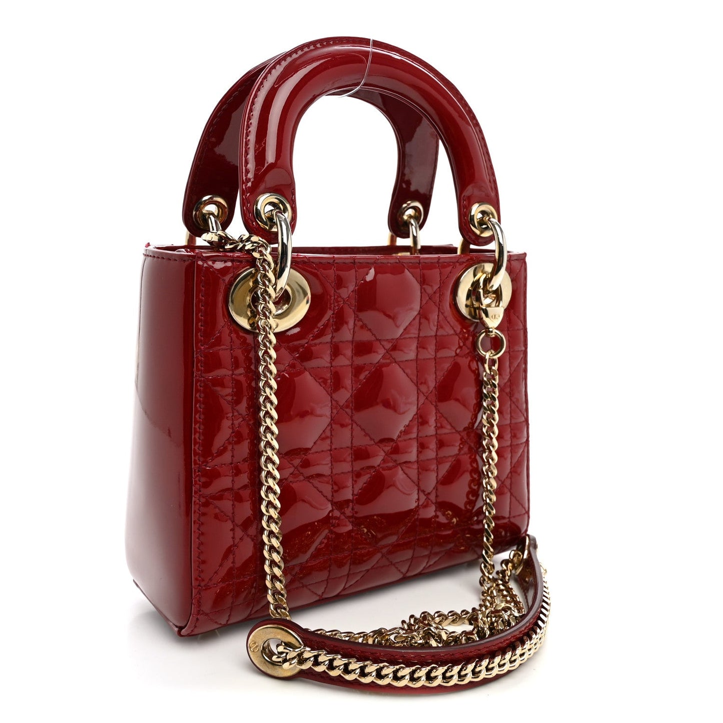 Patent Cannage Mini Lady Dior Red