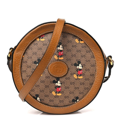 X DISNEY Mini Vintage GG Supreme Monogram Mickey Mouse Round Shoulder Bag Beige Vintage Sun Oil