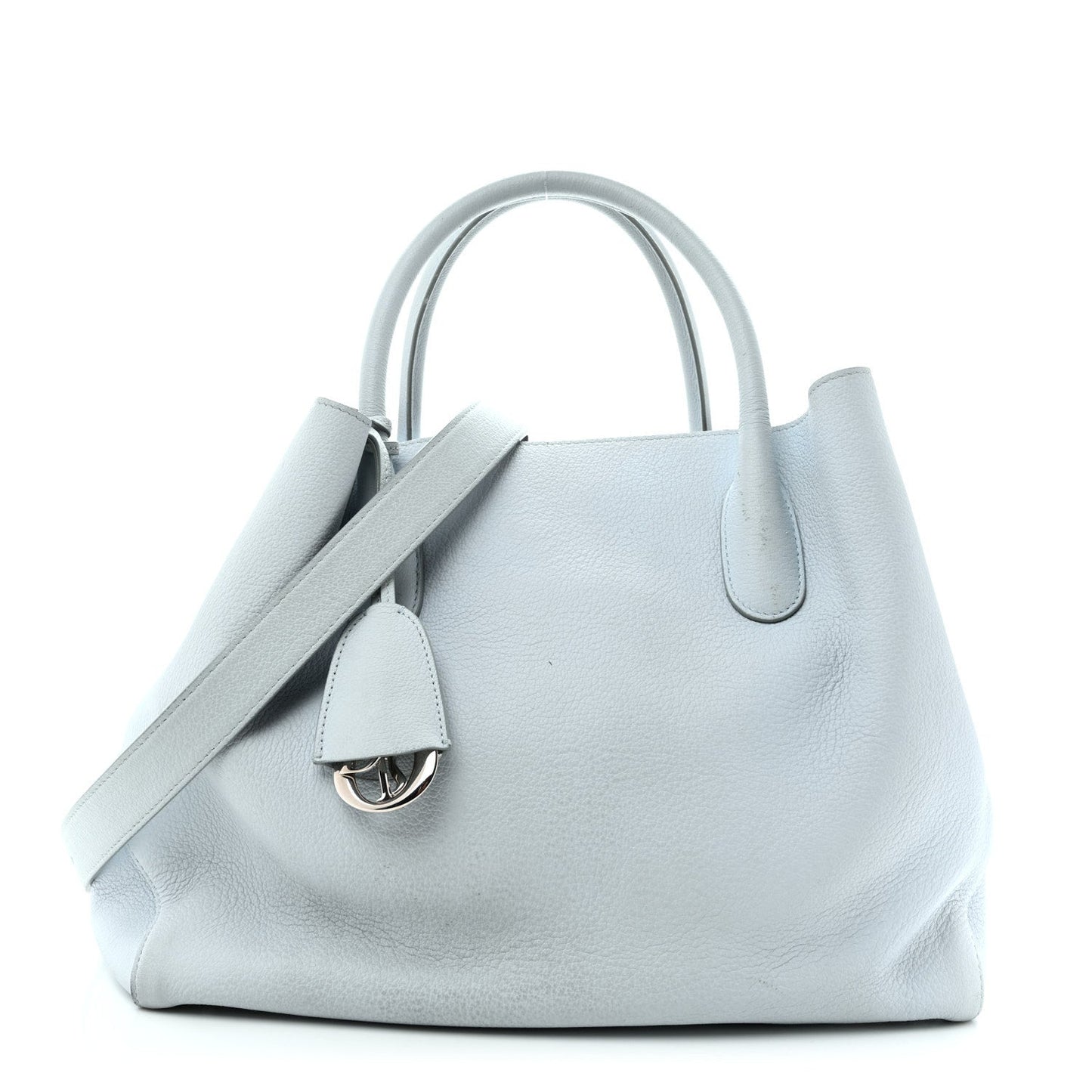 Supple Grained Calfskin Large Open Bar Tote Light Blue