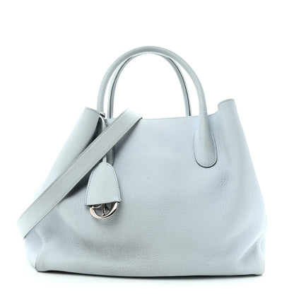 Supple Grained Calfskin Large Open Bar Tote Light Blue