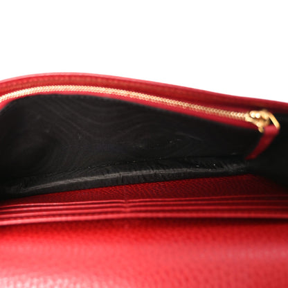 Dollar Calfskin Mini GG Marmont Chain Wallet Hibiscus Red