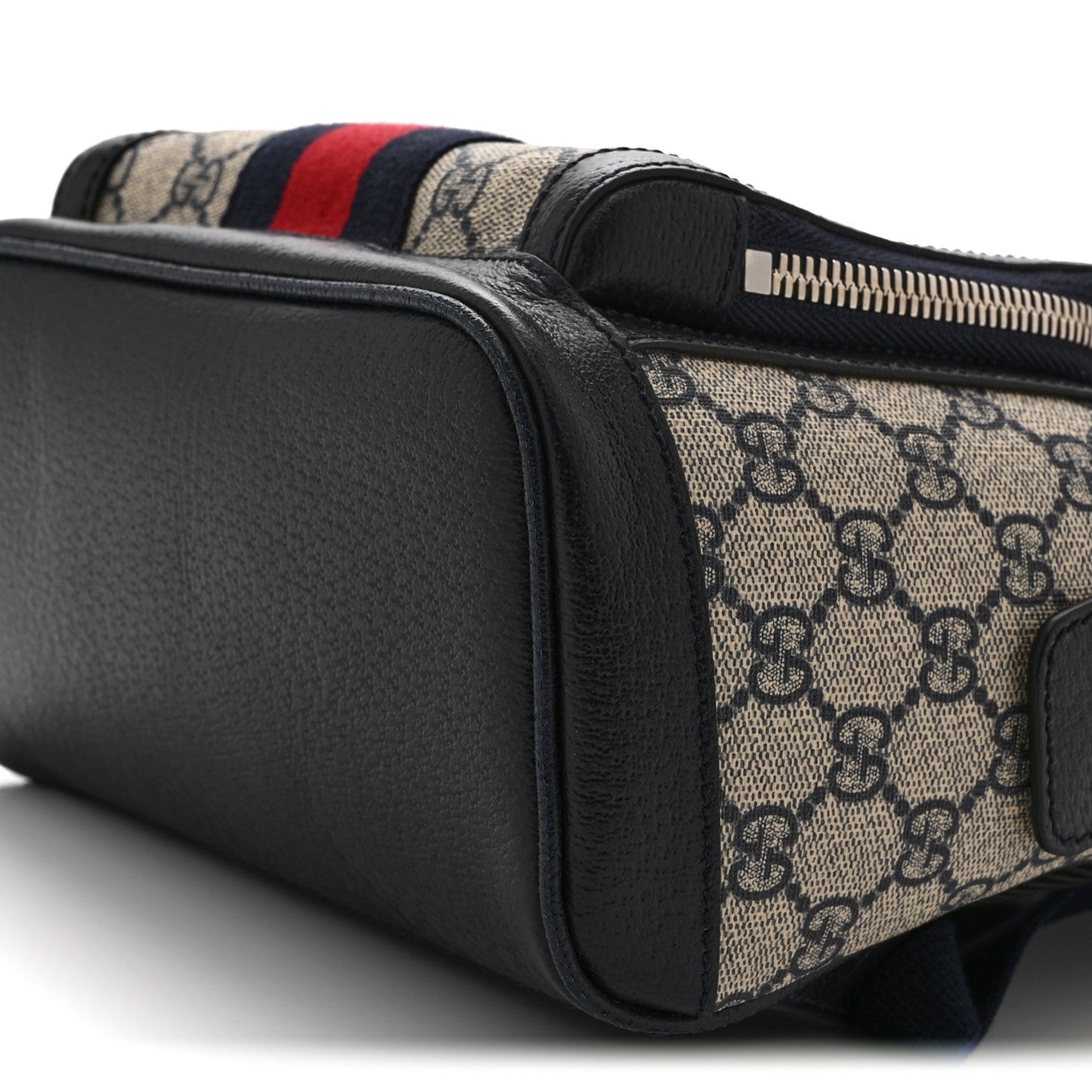 GG Supreme Monogram Textured Dollar Calfskin Web Small Ophidia Day Backpack Beige Blue Black