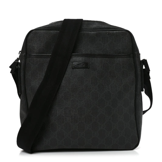 GG Supreme Monogram Messenger Bag Black Grey