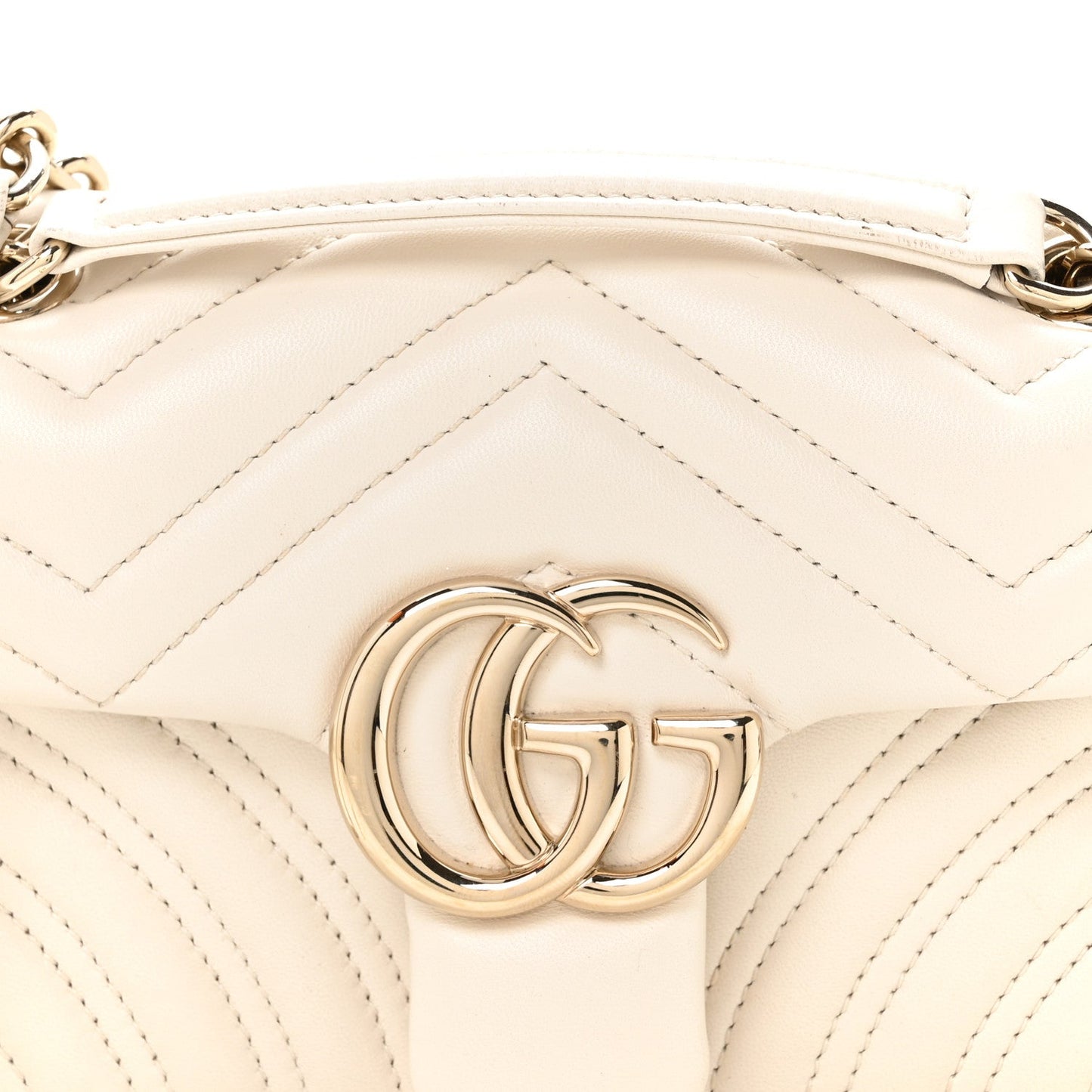 Lambskin Matelasse Small GG Marmont Shoulder Bag White