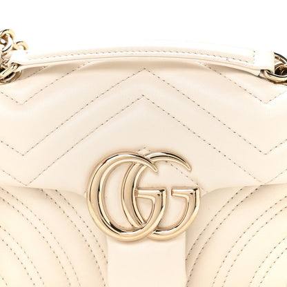 Lambskin Matelasse Small GG Marmont Shoulder Bag White