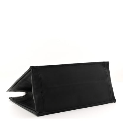 Calfskin Embossed Medium Book Tote Black