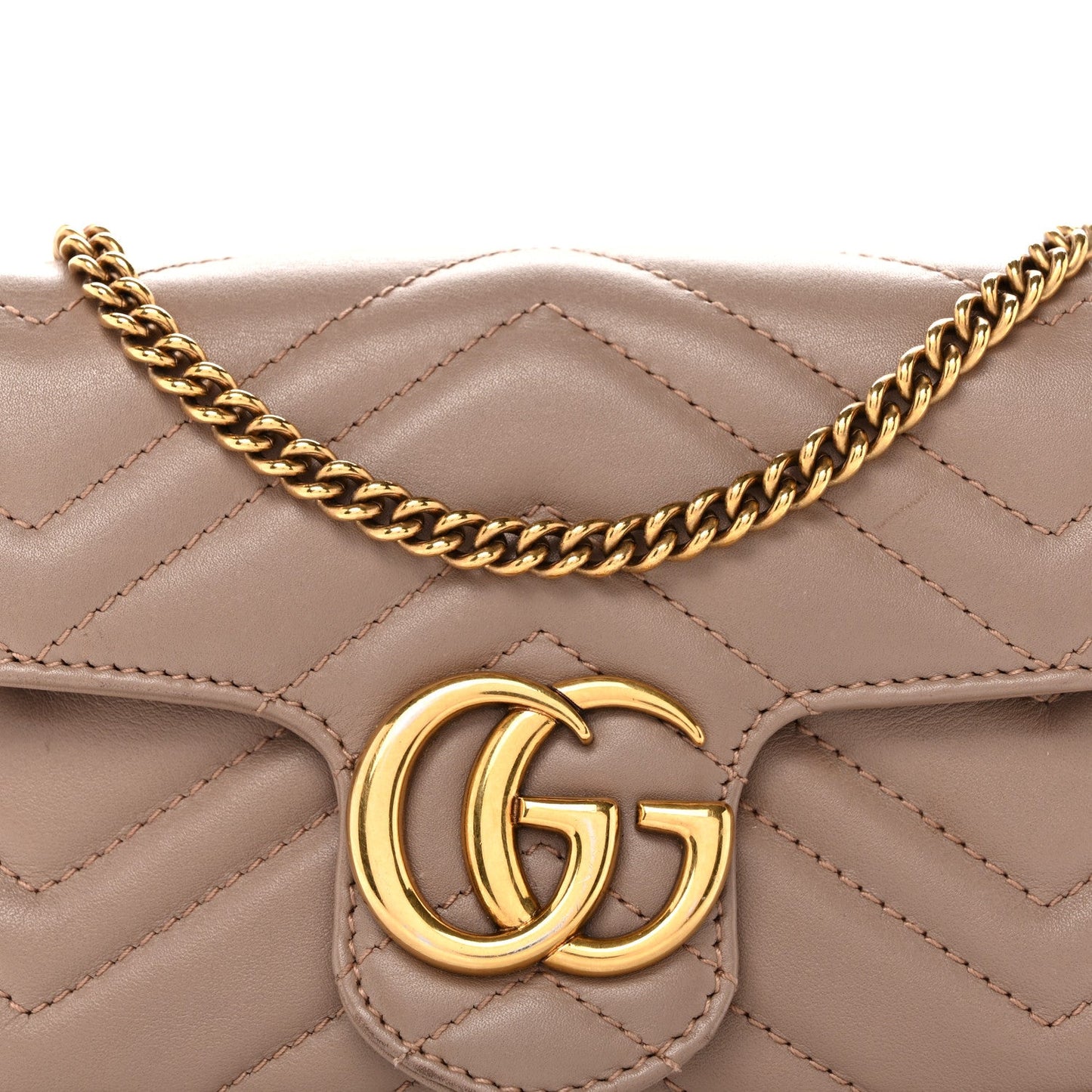 Calfskin Matelasse Super Mini GG Marmont Shoulder Bag Porcelain Rose