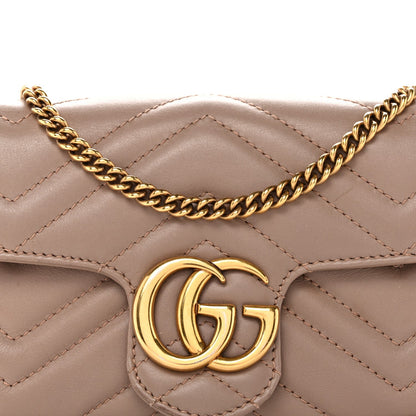 Calfskin Matelasse Super Mini GG Marmont Shoulder Bag Porcelain Rose