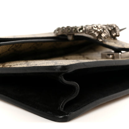 GG Supreme Monogram Suede Crystal Small Dionysus Shoulder Bag Beige Ebony Black