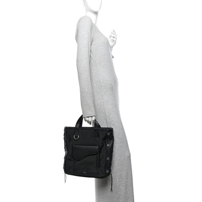 X SACAI Nylon Grained Calfskin Saddle Tote Black