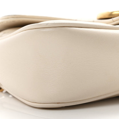 Calfskin Matelasse Super Mini GG Marmont Shoulder Bag White