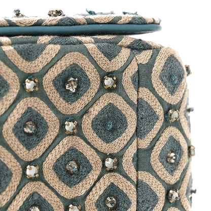Calfskin Strass Embroidered Small Caro Bag Blue