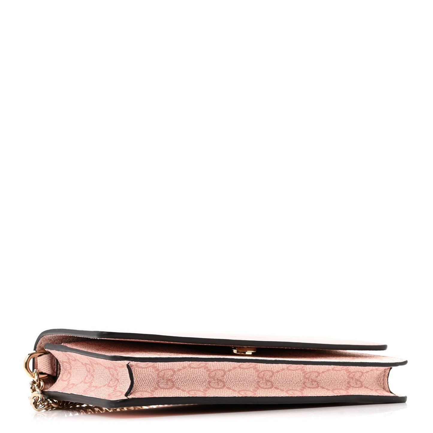 GG Supreme Monogram Textured Calfskin Emblem Wallet On Chain Pink