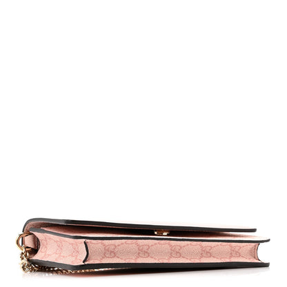 GG Supreme Monogram Textured Calfskin Emblem Wallet On Chain Pink