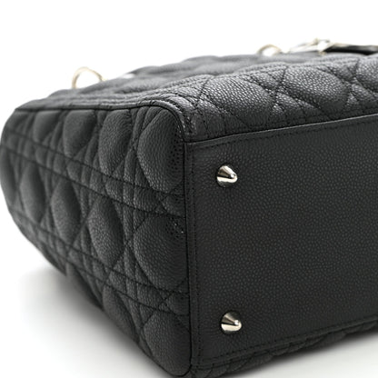Grained Calfskin Cannage Medium Lady Dior Black