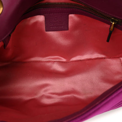 Velvet Matelasse Small GG Marmont Shoulder Bag Fuchsia Violet Cyclamen