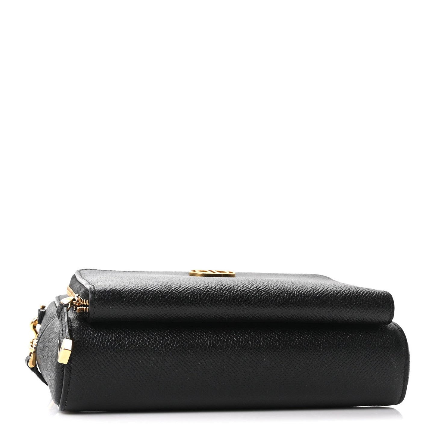 Grained Calfskin Caro Double Pouch Black