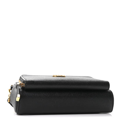Grained Calfskin Caro Double Pouch Black