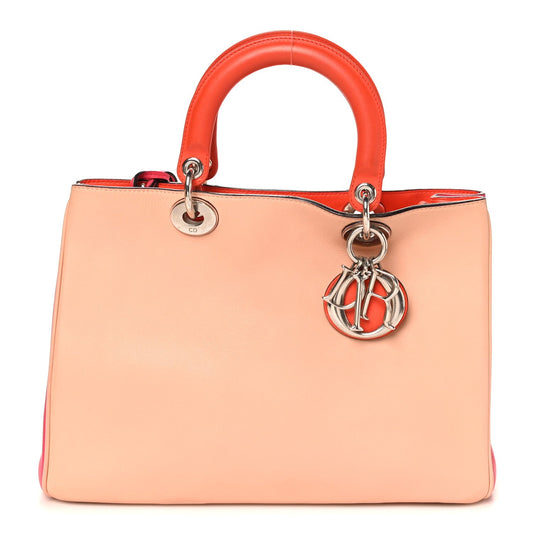 Smooth Calfskin Medium Tri-Color Diorissimo Tote Pink Fuchsia Orange