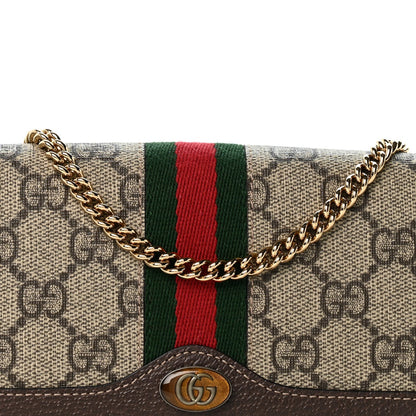 GG Supreme Monogram Web Ophidia Wallet On Chain Brown