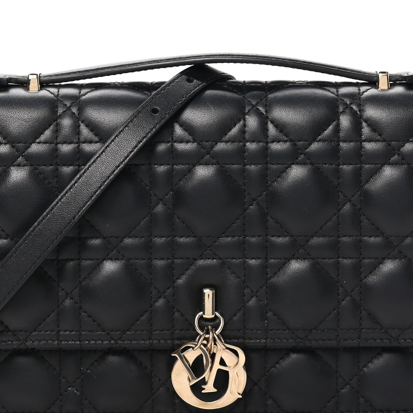 Lambskin Cannage Miss Dior Top Handle Bag Black
