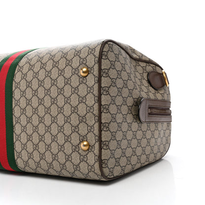 GG Supreme Monogram Textured Dollar Calfskin Web Medium Ophidia Carry-On Duffle Bag Beige Ebony New Acero