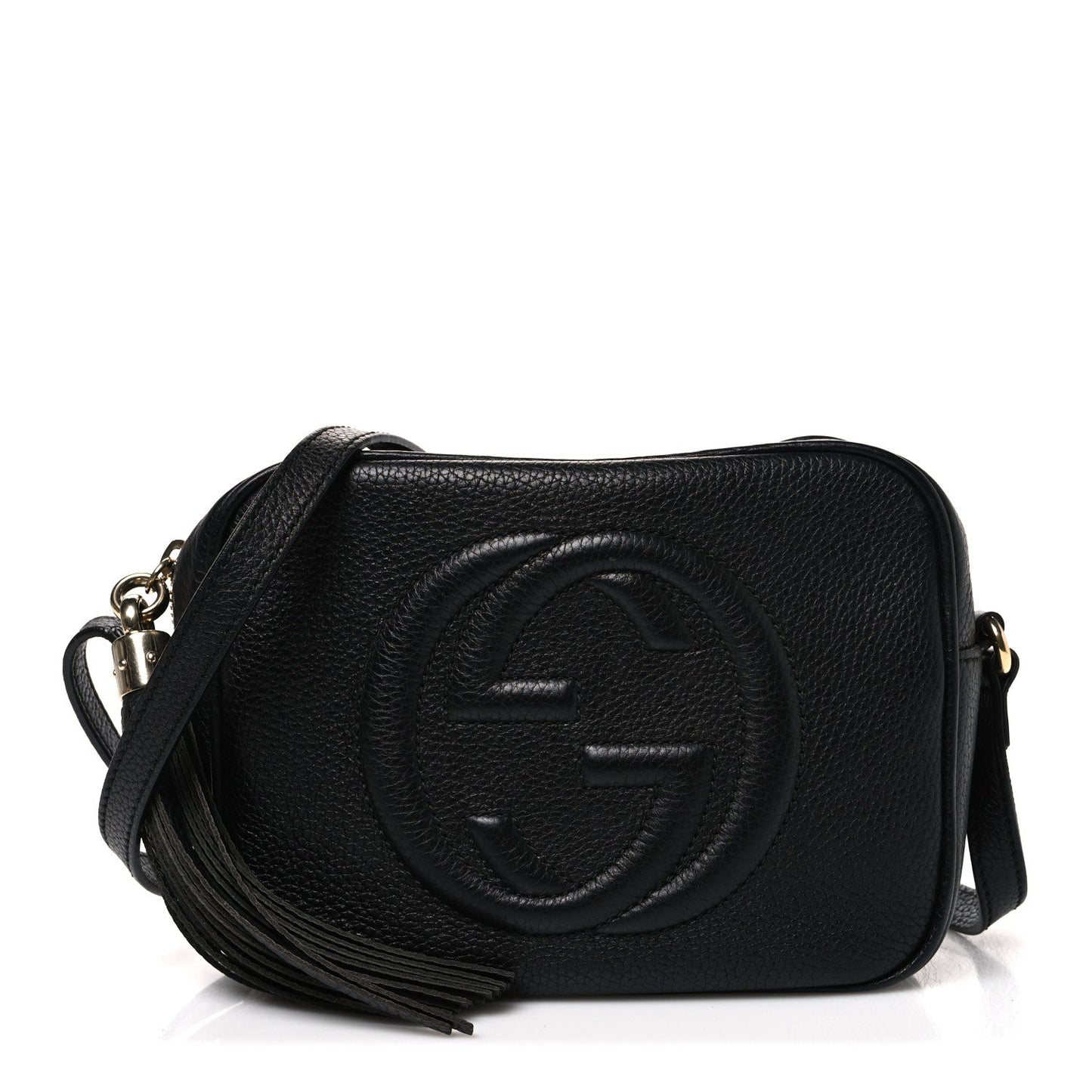 Pebbled Calfskin Small Soho Disco Bag Black