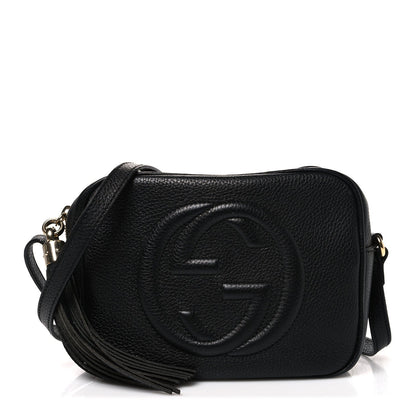 Pebbled Calfskin Small Soho Disco Bag Black