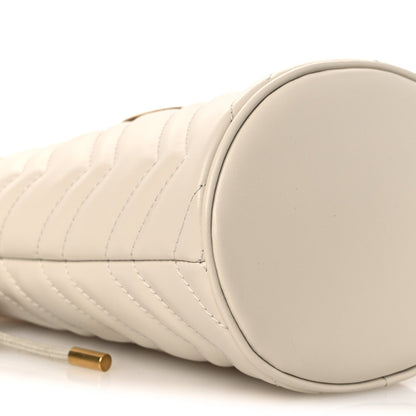 Calfskin Matelasse Mini GG Marmont 2.0 Bucket Bag White