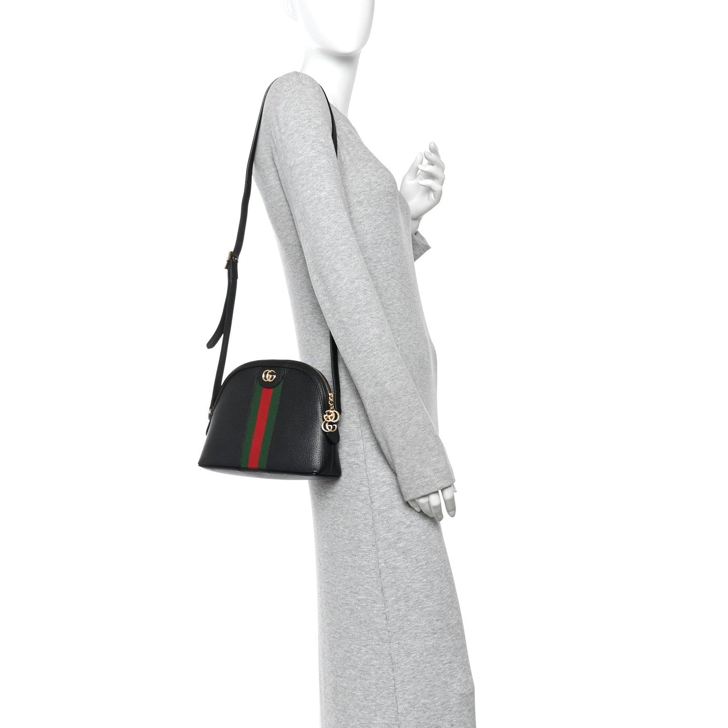 Calfskin GG Web Small Ophidia Dome Shoulder Bag Black