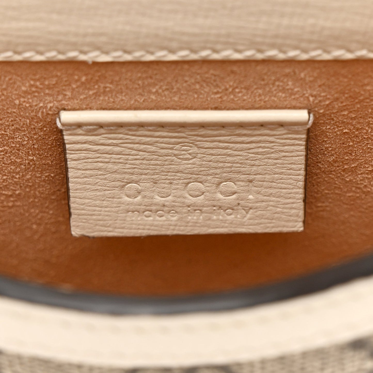 GG Supreme Monogram Azalea Calfskin Mini Horsebit 1955 Crossbody Bag Beige Ebony Mystic White