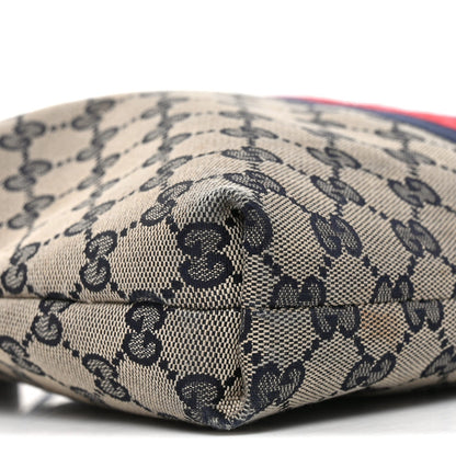 GG Supreme Monogram Web Flat Messenger Bag Navy
