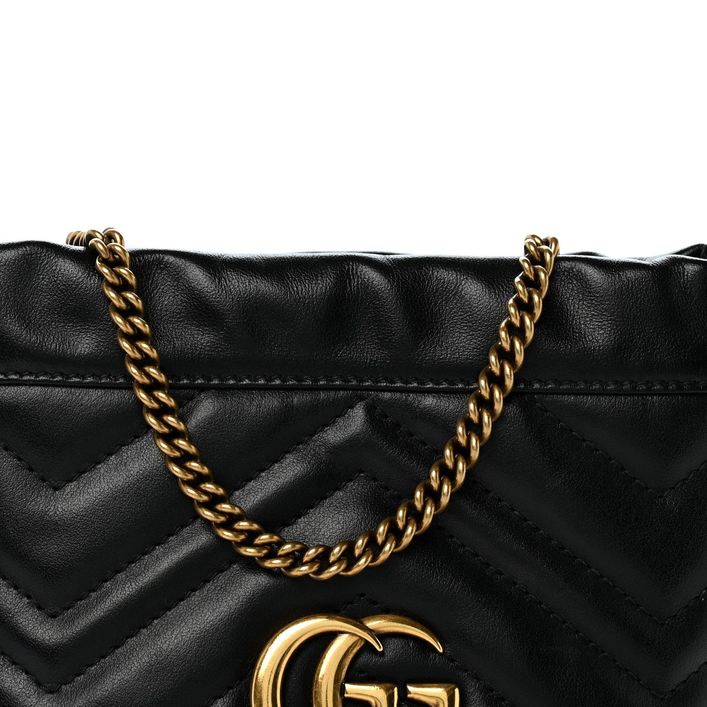 Calfskin Matelasse Mini GG Marmont 2.0 Bucket Bag Black