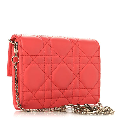 Lambskin Cannage Miss Dior Glycine Wallet on Chain Pink