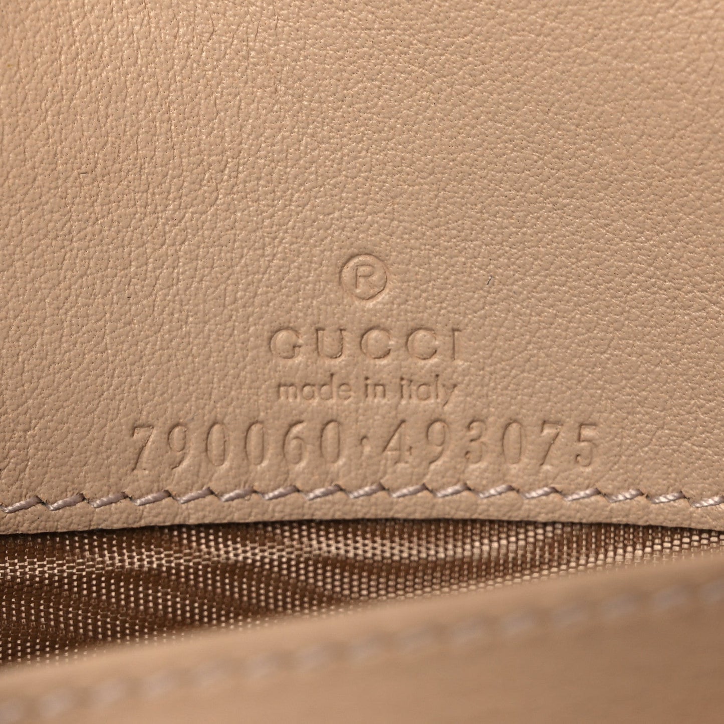 GG Supreme Monogram Textured Dollar Calfskin Mini GG Marmont Chain Wallet Souffle Rose